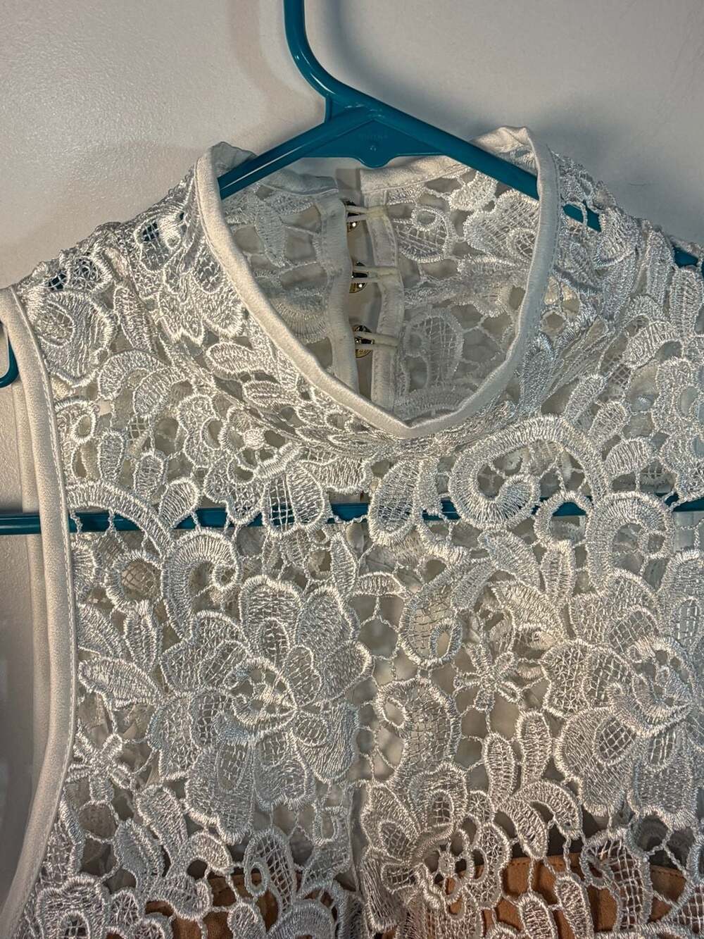 MISHA Eline Lace Midi Dress White Nude Size S - Picture 7 of 13